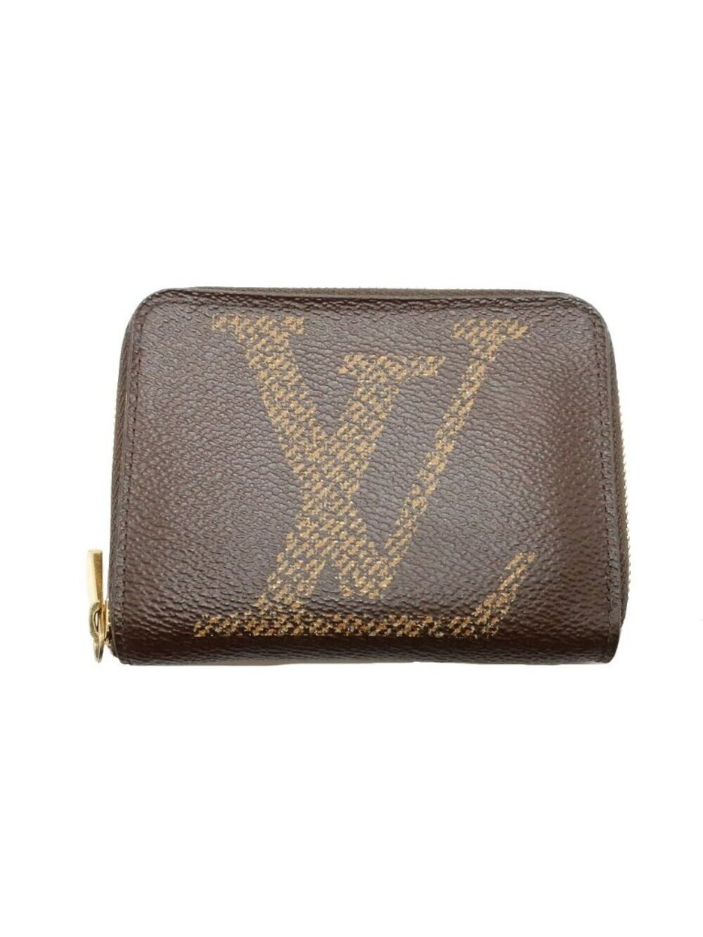 Louis Vuitton Monogram Giant Zippy Coin Purse Brown Card Case Gold